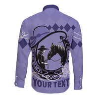 Personalized Kentucky Horse Racing Long Sleeve Button Shirt Beauty and The Horse Purple Version LT01