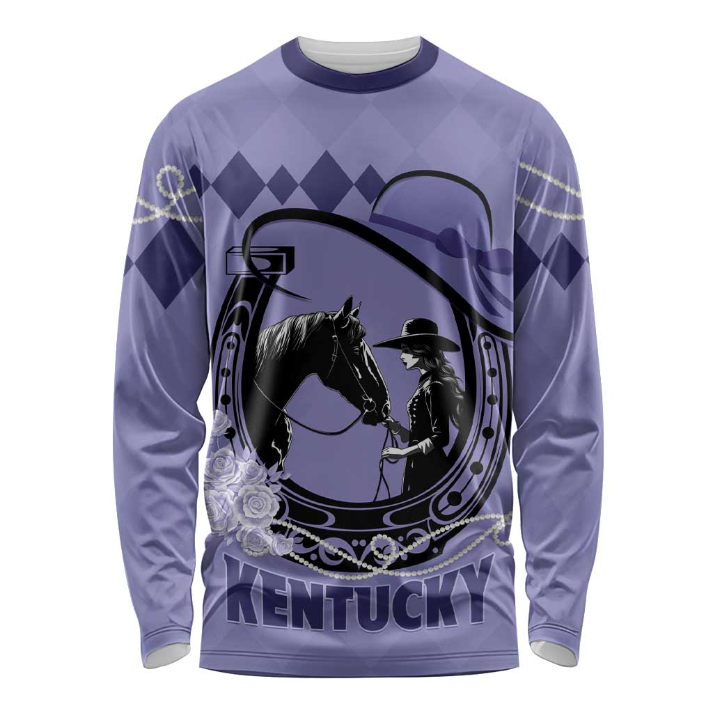Personalized Kentucky Horse Racing Long Sleeve Shirt Beauty and The Horse Purple Version LT01