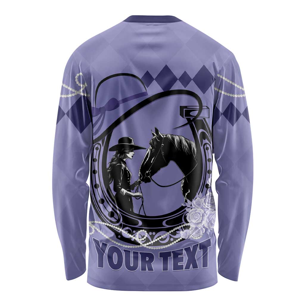 Personalized Kentucky Horse Racing Long Sleeve Shirt Beauty and The Horse Purple Version LT01