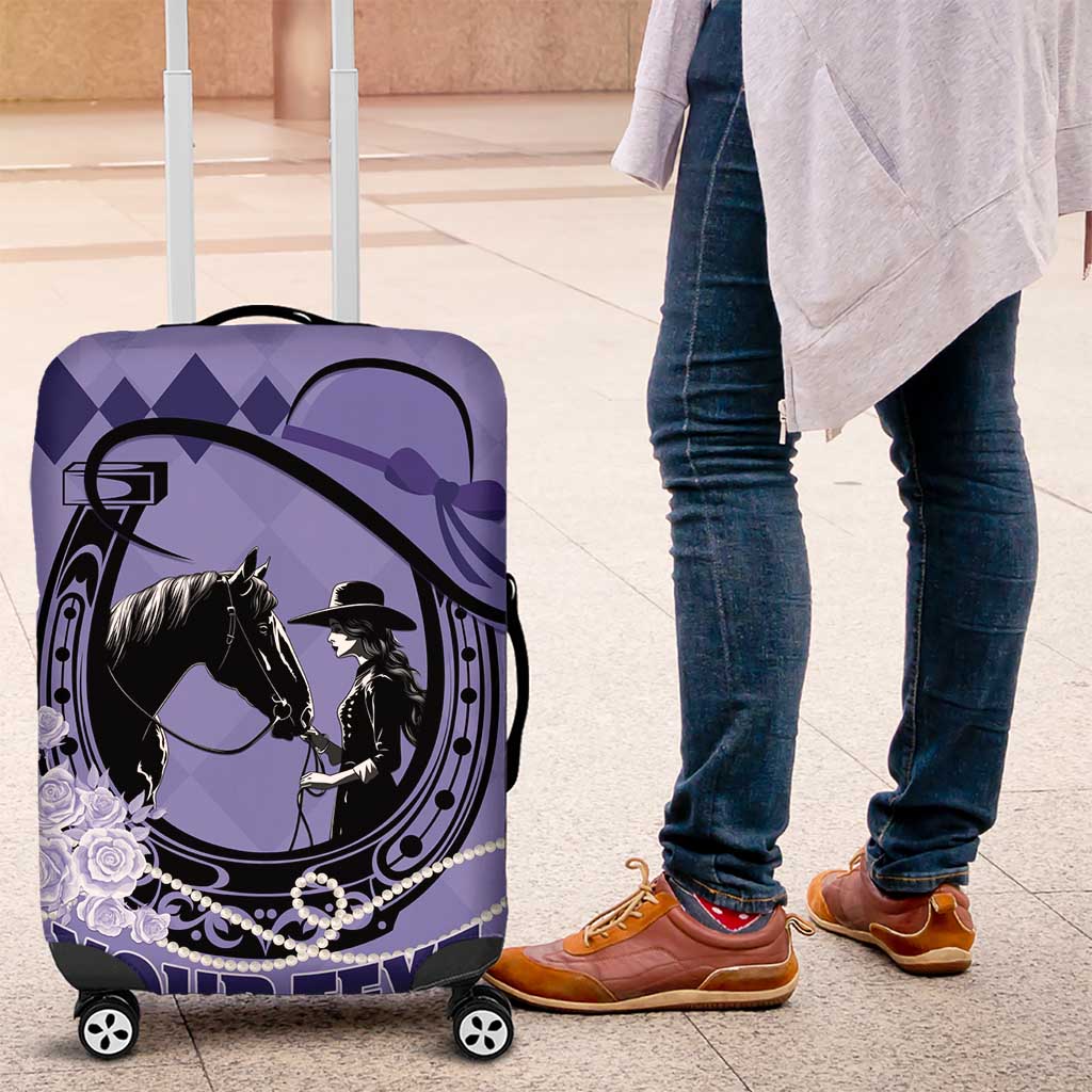 Personalized Kentucky Horse Racing Luggage Cover Beauty and The Horse Purple Version LT01