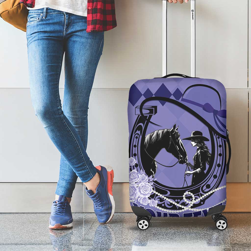 Personalized Kentucky Horse Racing Luggage Cover Beauty and The Horse Purple Version LT01