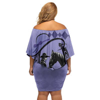 Personalized Kentucky Horse Racing Off Shoulder Short Dress Beauty and The Horse Purple Version LT01