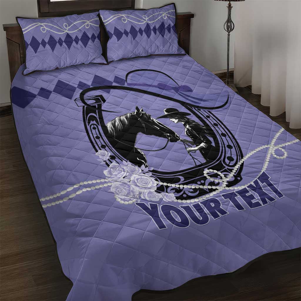 Personalized Kentucky Horse Racing Quilt Bed Set Beauty and The Horse Purple Version LT01