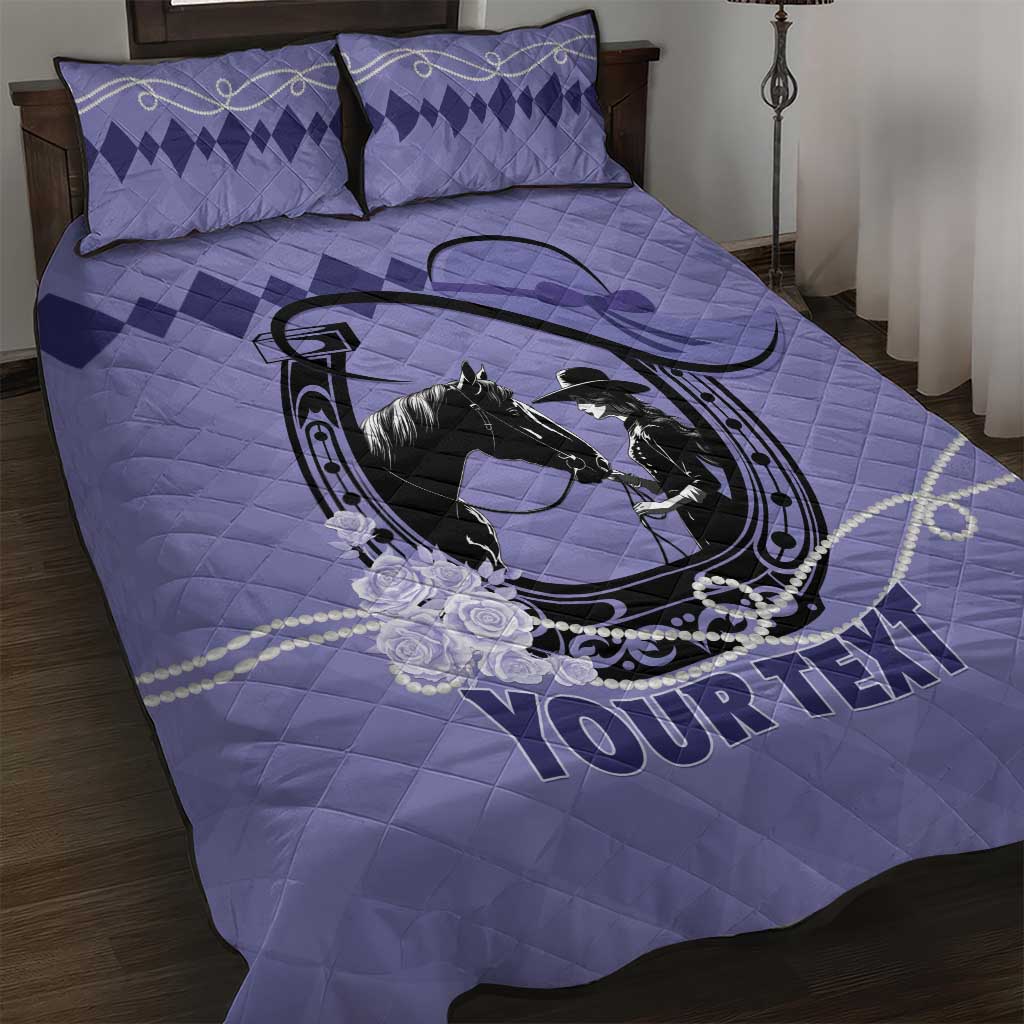 Personalized Kentucky Horse Racing 2024 Quilt Bed Set Beauty and The Horse Purple Version