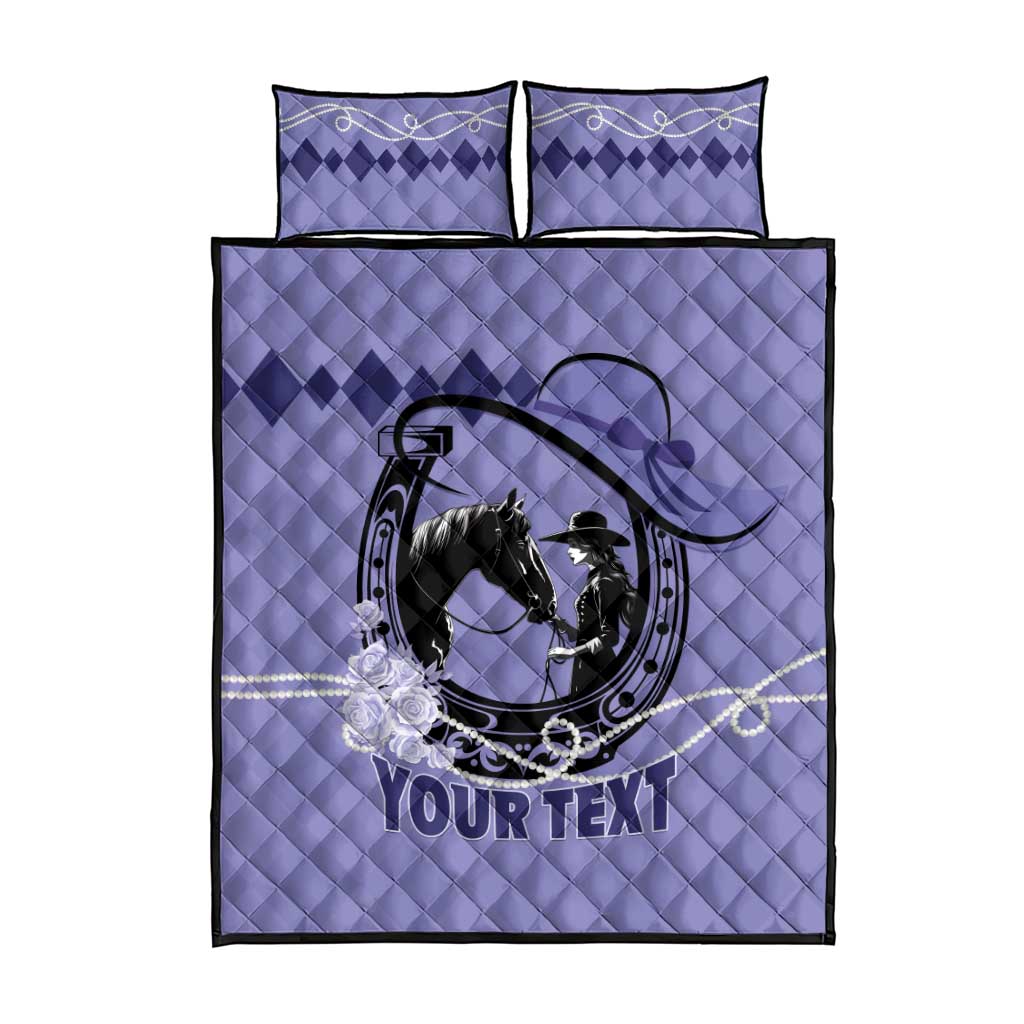 Personalized Kentucky Horse Racing Quilt Bed Set Beauty and The Horse Purple Version LT01