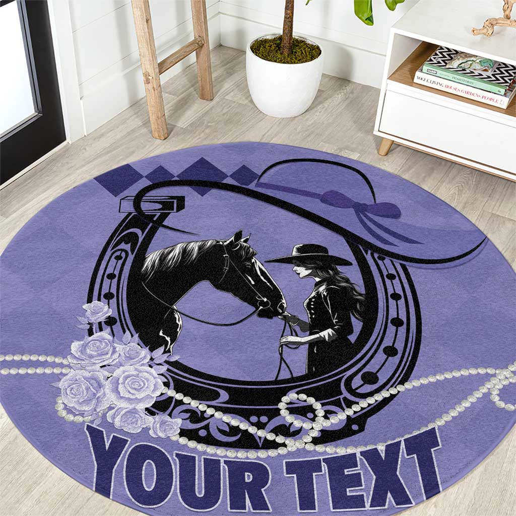 Personalized Kentucky Horse Racing Round Carpet Beauty and The Horse Purple Version LT01