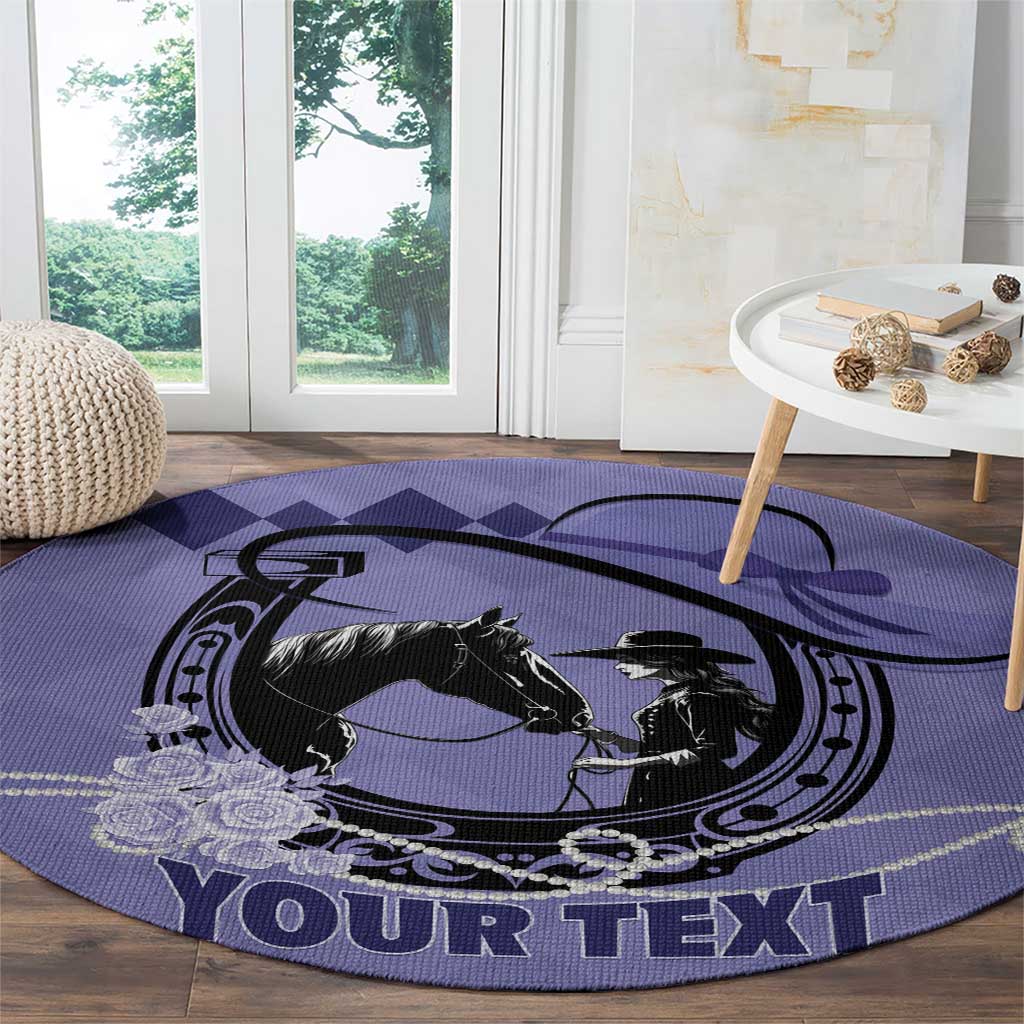 Personalized Kentucky Horse Racing Round Carpet Beauty and The Horse Purple Version LT01