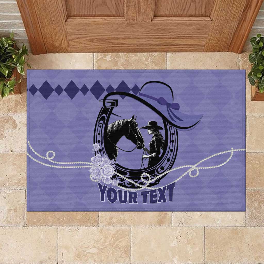 Personalized Kentucky Horse Racing Rubber Doormat Beauty and The Horse Purple Version LT01