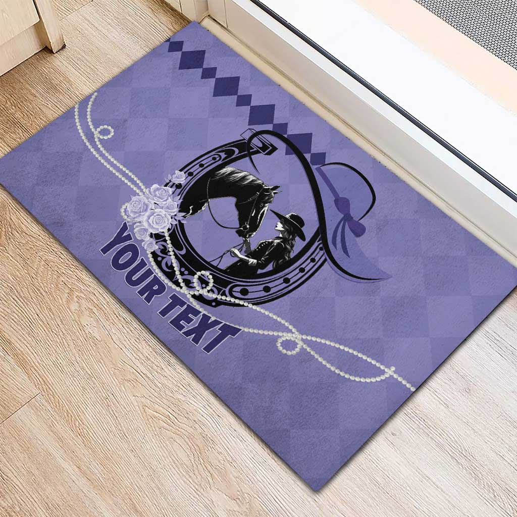 Personalized Kentucky Horse Racing Rubber Doormat Beauty and The Horse Purple Version LT01