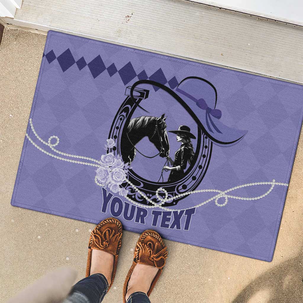 Personalized Kentucky Horse Racing Rubber Doormat Beauty and The Horse Purple Version LT01