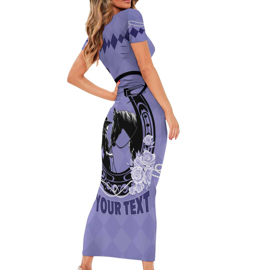 Personalized Kentucky Horse Racing Short Sleeve Bodycon Dress Beauty and The Horse Purple Version LT01