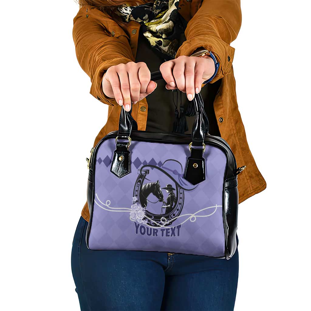 Personalized Kentucky Horse Racing Shoulder Handbag Beauty and The Horse Purple Version LT01