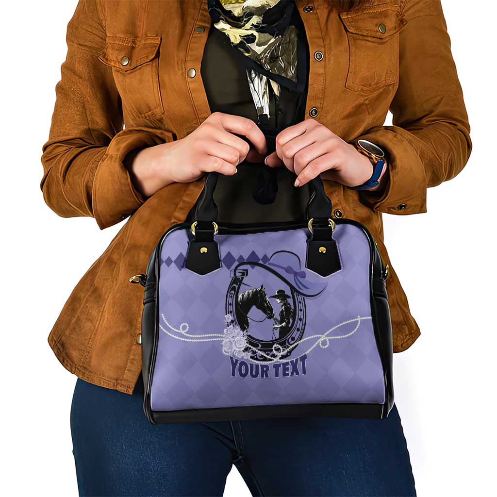 Personalized Kentucky Horse Racing Shoulder Handbag Beauty and The Horse Purple Version LT01