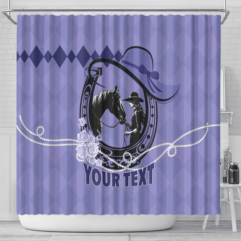 Personalized Kentucky Horse Racing Shower Curtain Beauty and The Horse Purple Version LT01