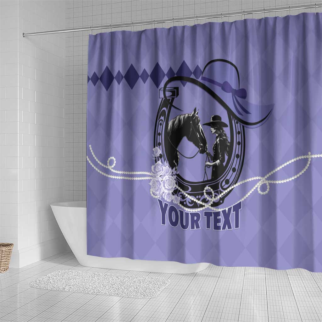 Personalized Kentucky Horse Racing Shower Curtain Beauty and The Horse Purple Version LT01