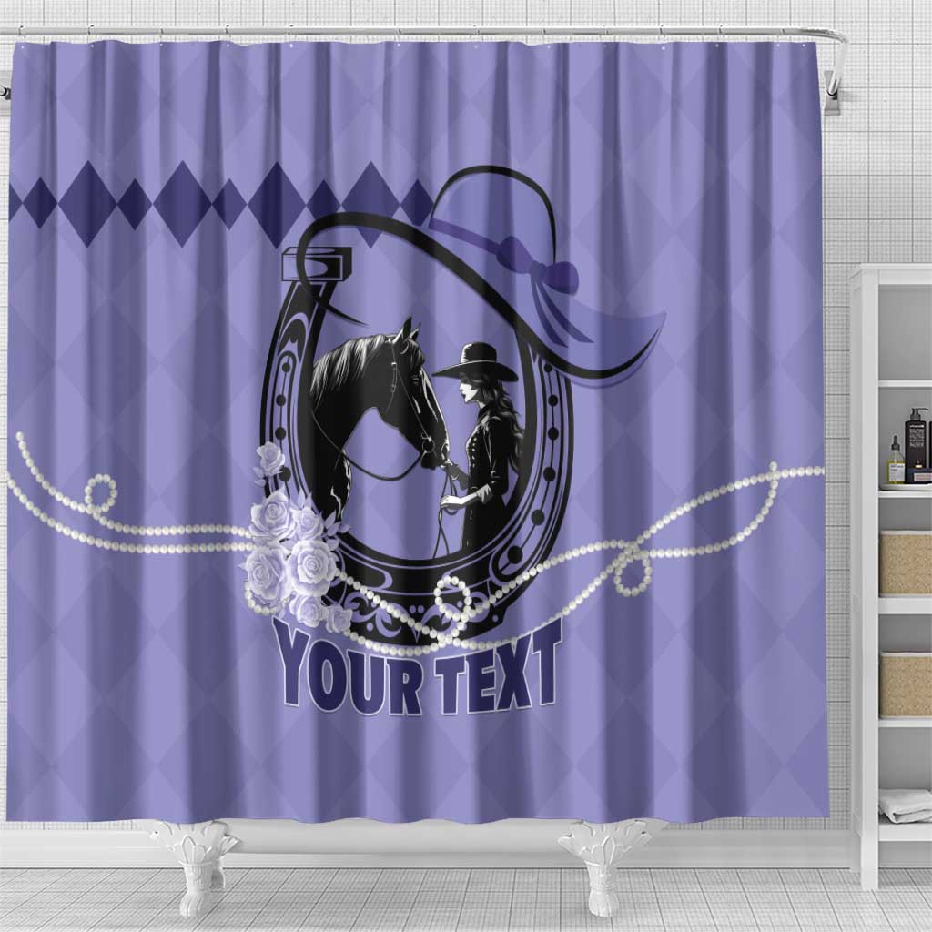 Personalized Kentucky Horse Racing Shower Curtain Beauty and The Horse Purple Version LT01