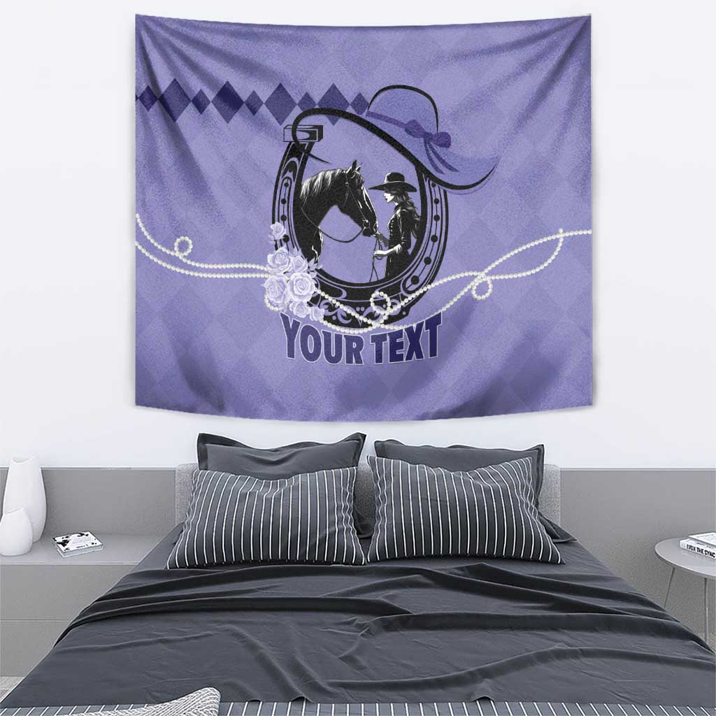 Personalized Kentucky Horse Racing Tapestry Beauty and The Horse Purple Version LT01