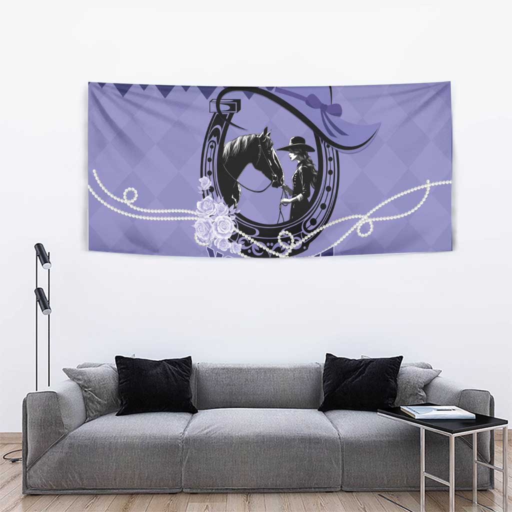 Personalized Kentucky Horse Racing Tapestry Beauty and The Horse Purple Version LT01