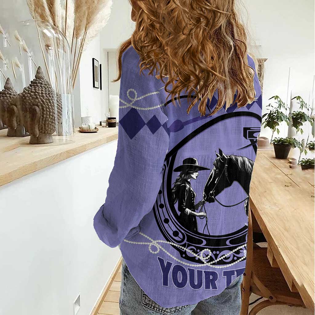 Personalized Kentucky Horse Racing Women Casual Shirt Beauty and The Horse Purple Version LT01