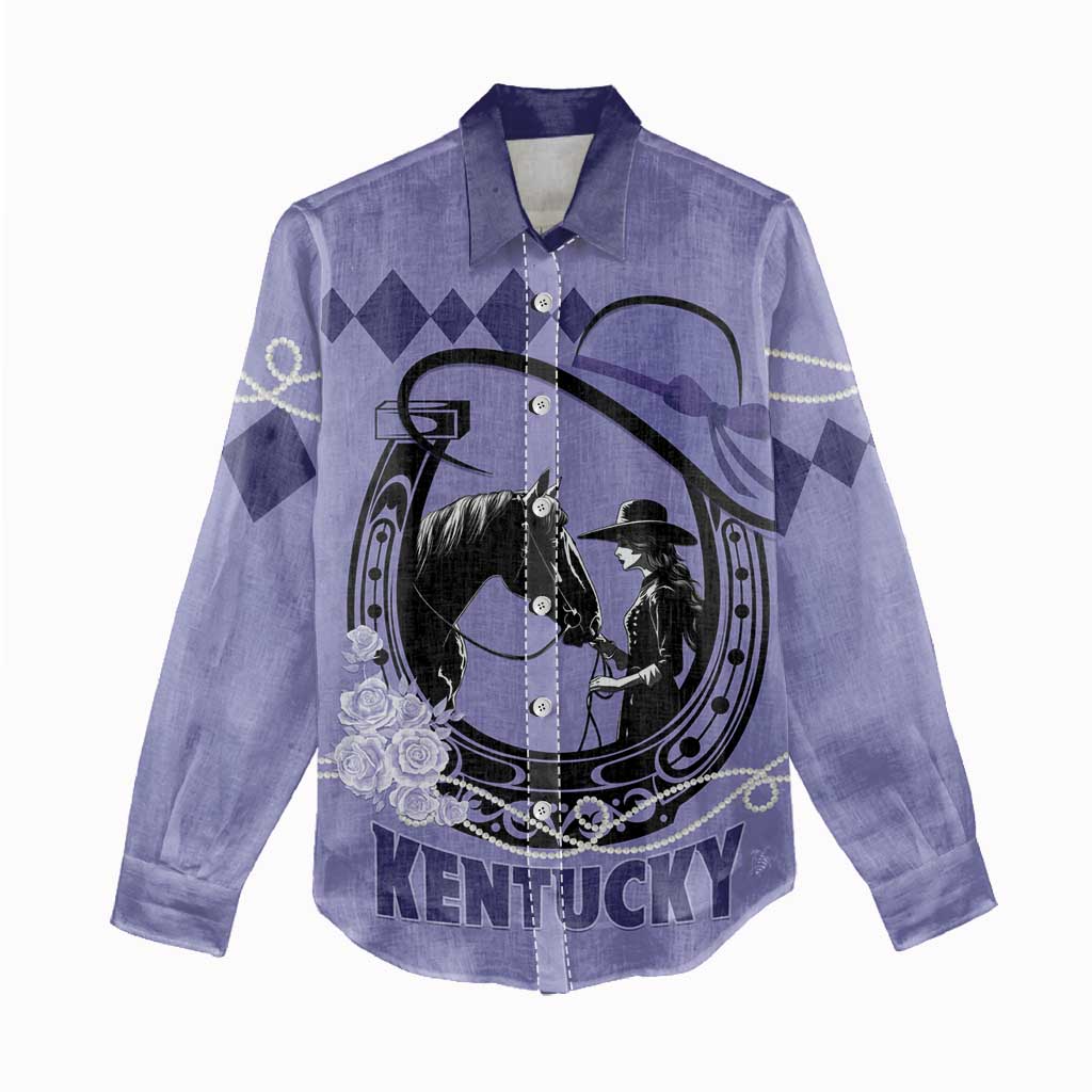 Personalized Kentucky Horse Racing Women Casual Shirt Beauty and The Horse Purple Version LT01