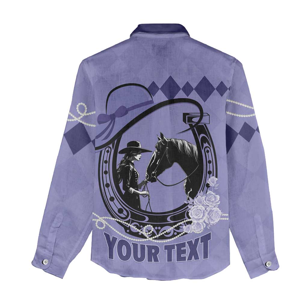 Personalized Kentucky Horse Racing Women Casual Shirt Beauty and The Horse Purple Version LT01