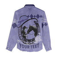 Personalized Kentucky Horse Racing Women Casual Shirt Beauty and The Horse Purple Version LT01