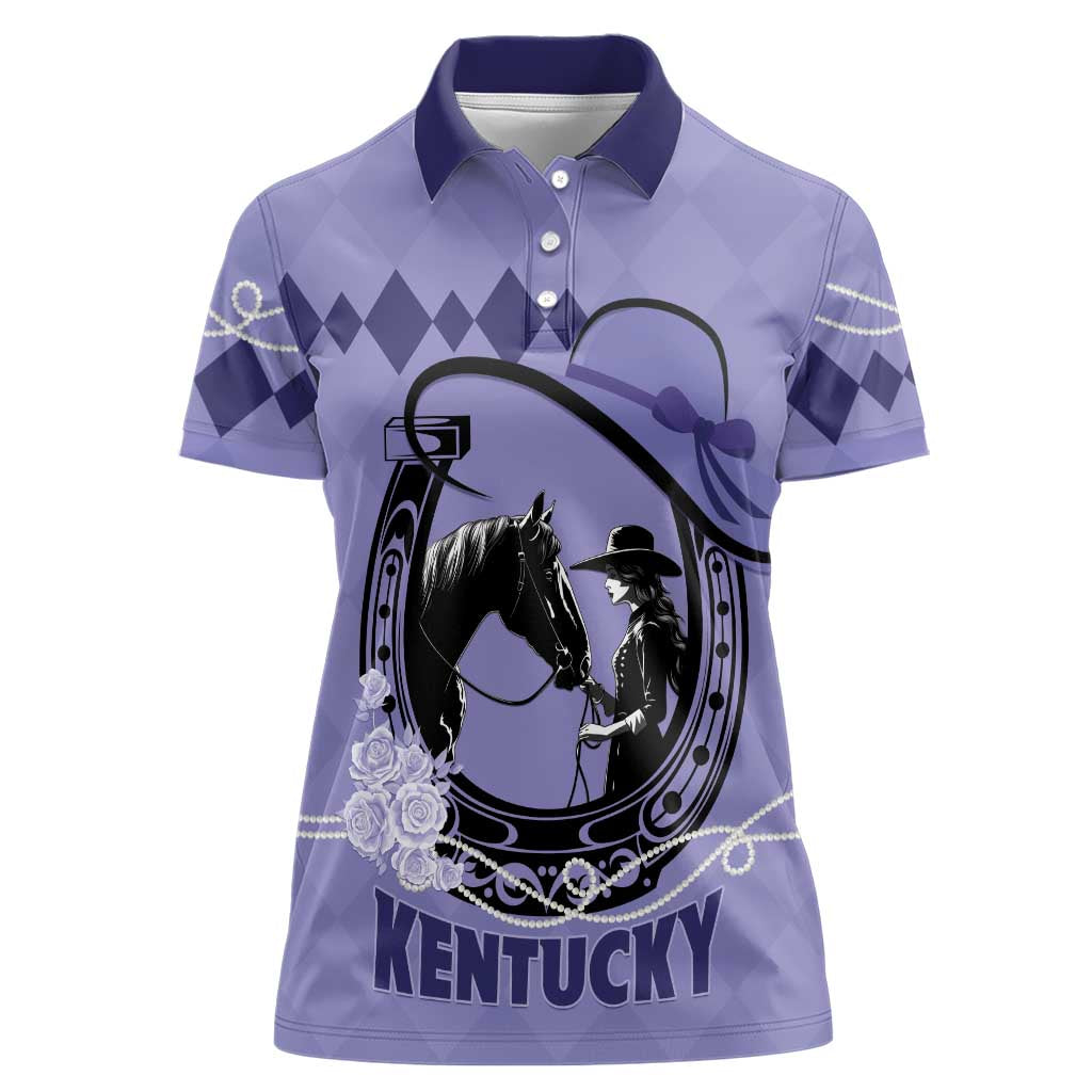 Personalized Kentucky Horse Racing Women Polo Shirt Beauty and The Horse Purple Version LT01