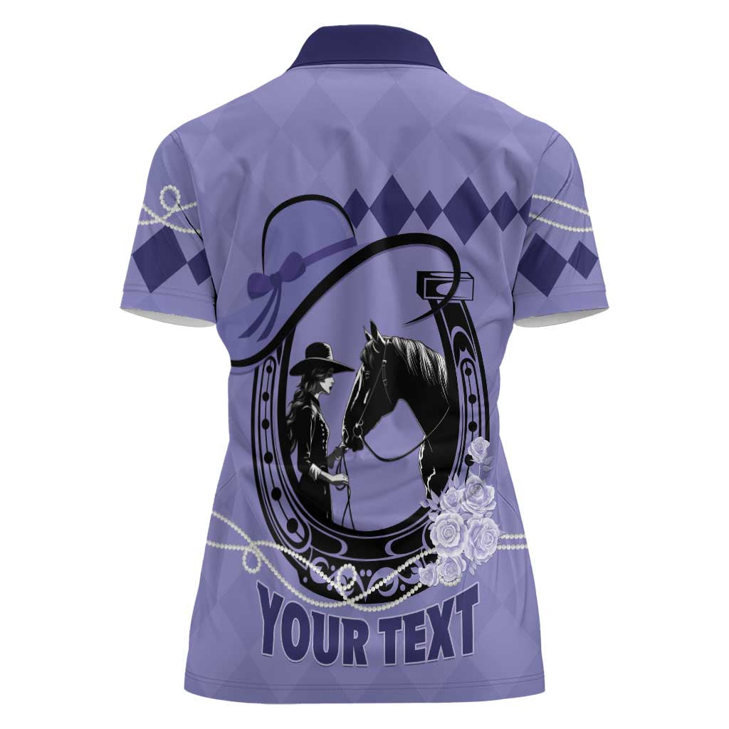 Personalized Kentucky Horse Racing Women Polo Shirt Beauty and The Horse Purple Version LT01