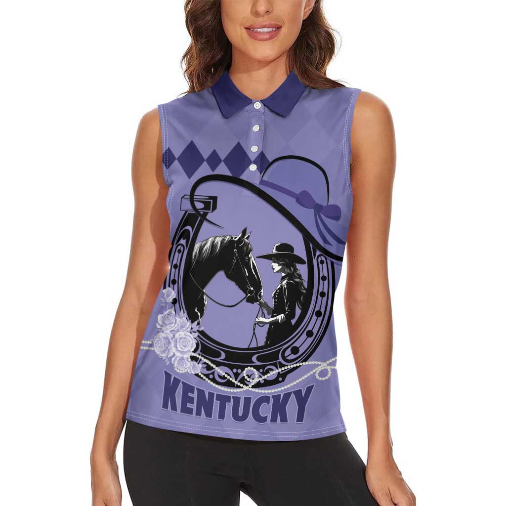 Personalized Kentucky Horse Racing Women Sleeveless Polo Shirt Beauty and The Horse Purple Version LT01