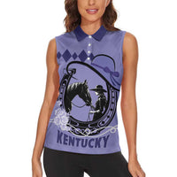 Personalized Kentucky Horse Racing Women Sleeveless Polo Shirt Beauty and The Horse Purple Version LT01