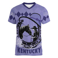 Personalized Kentucky Horse Racing Women V-Neck T-Shirt Beauty and The Horse Purple Version LT01