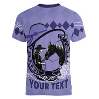 Personalized Kentucky Horse Racing Women V-Neck T-Shirt Beauty and The Horse Purple Version LT01