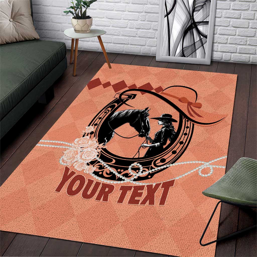 Personalized Kentucky Horse Racing Area Rug Beauty and The Horse Orange Version LT01