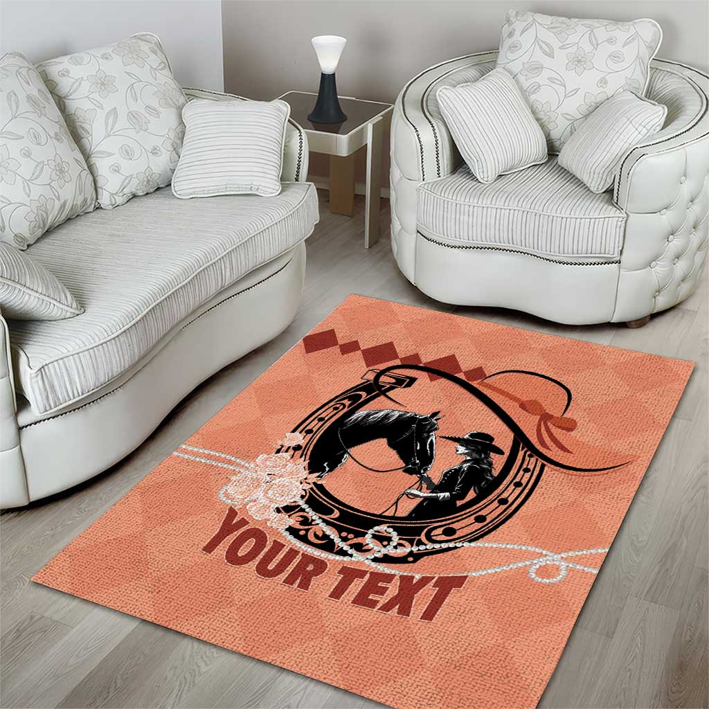 Personalized Kentucky Horse Racing Area Rug Beauty and The Horse Orange Version LT01