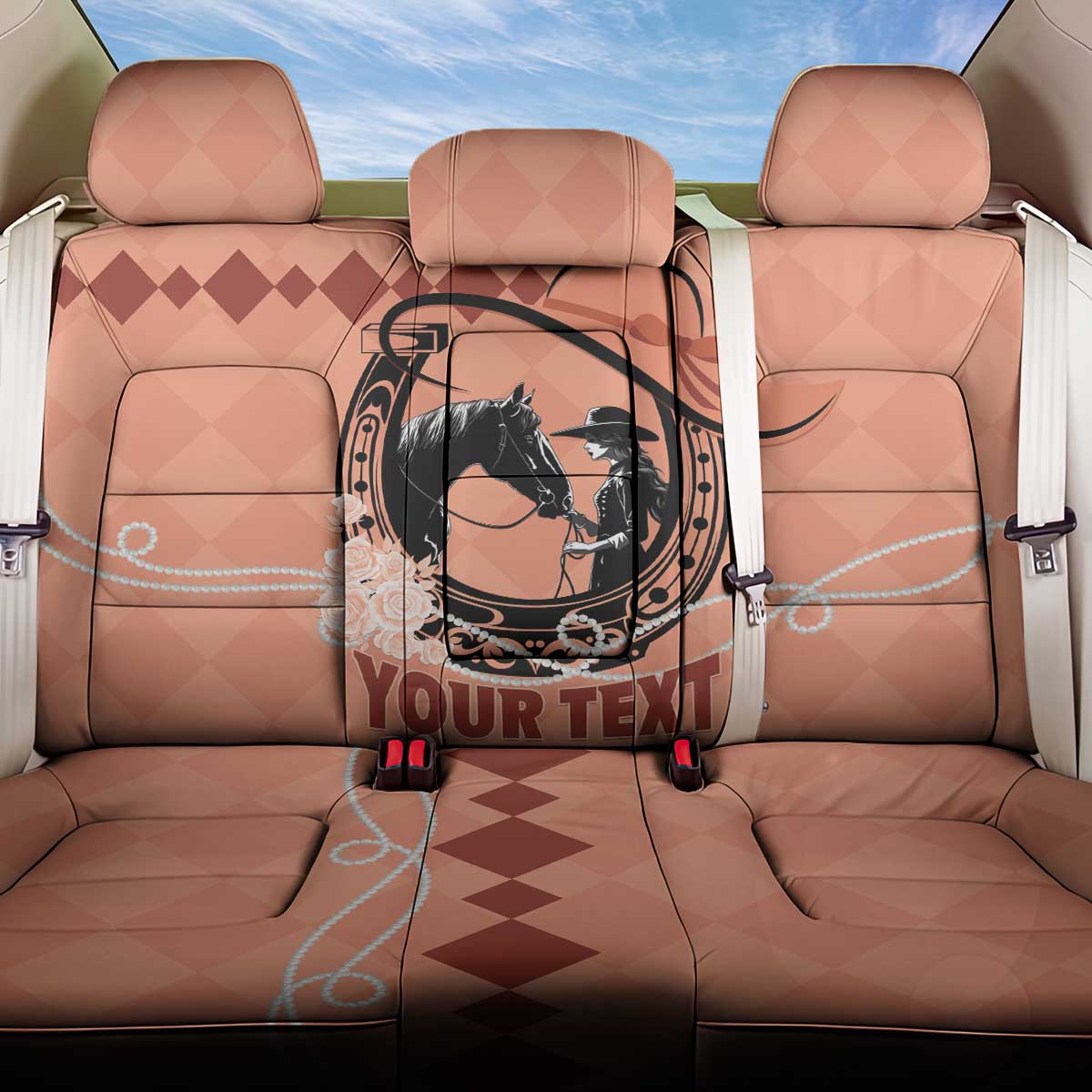 Personalized Kentucky Horse Racing Back Car Seat Cover Beauty and The Horse Orange Version LT01