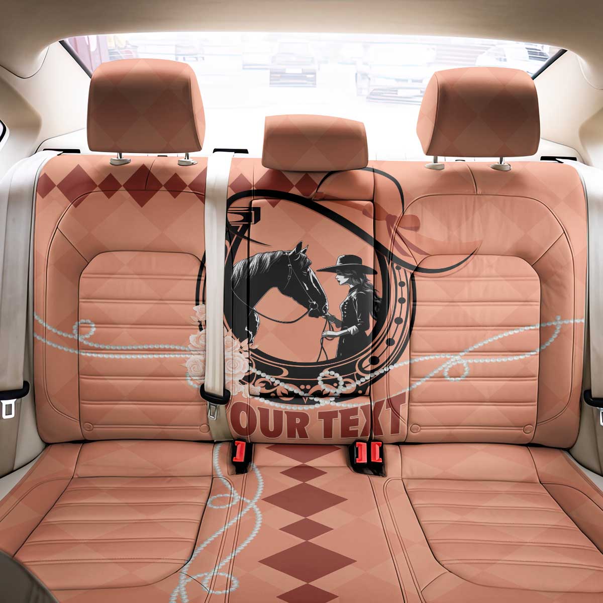 Personalized Kentucky Horse Racing Back Car Seat Cover Beauty and The Horse Orange Version LT01