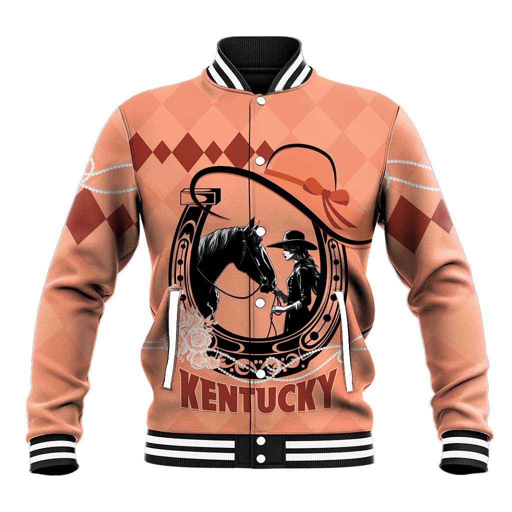Personalized Kentucky Horse Racing Baseball Jacket Beauty and The Horse Orange Version LT01