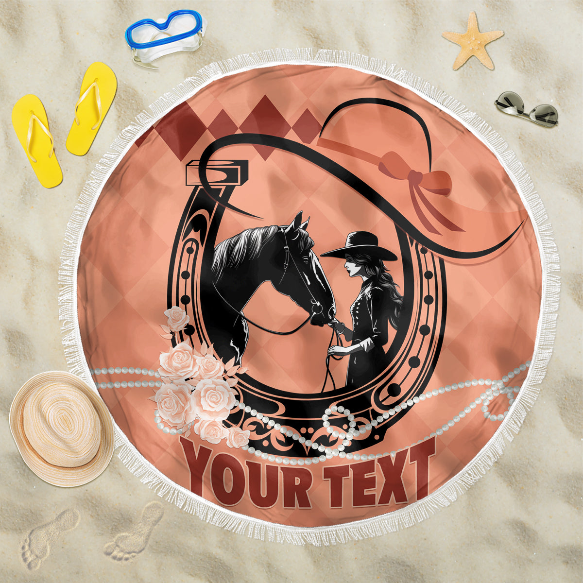 Personalized Kentucky Horse Racing 2024 Beach Blanket Beauty and The Horse Orange Version