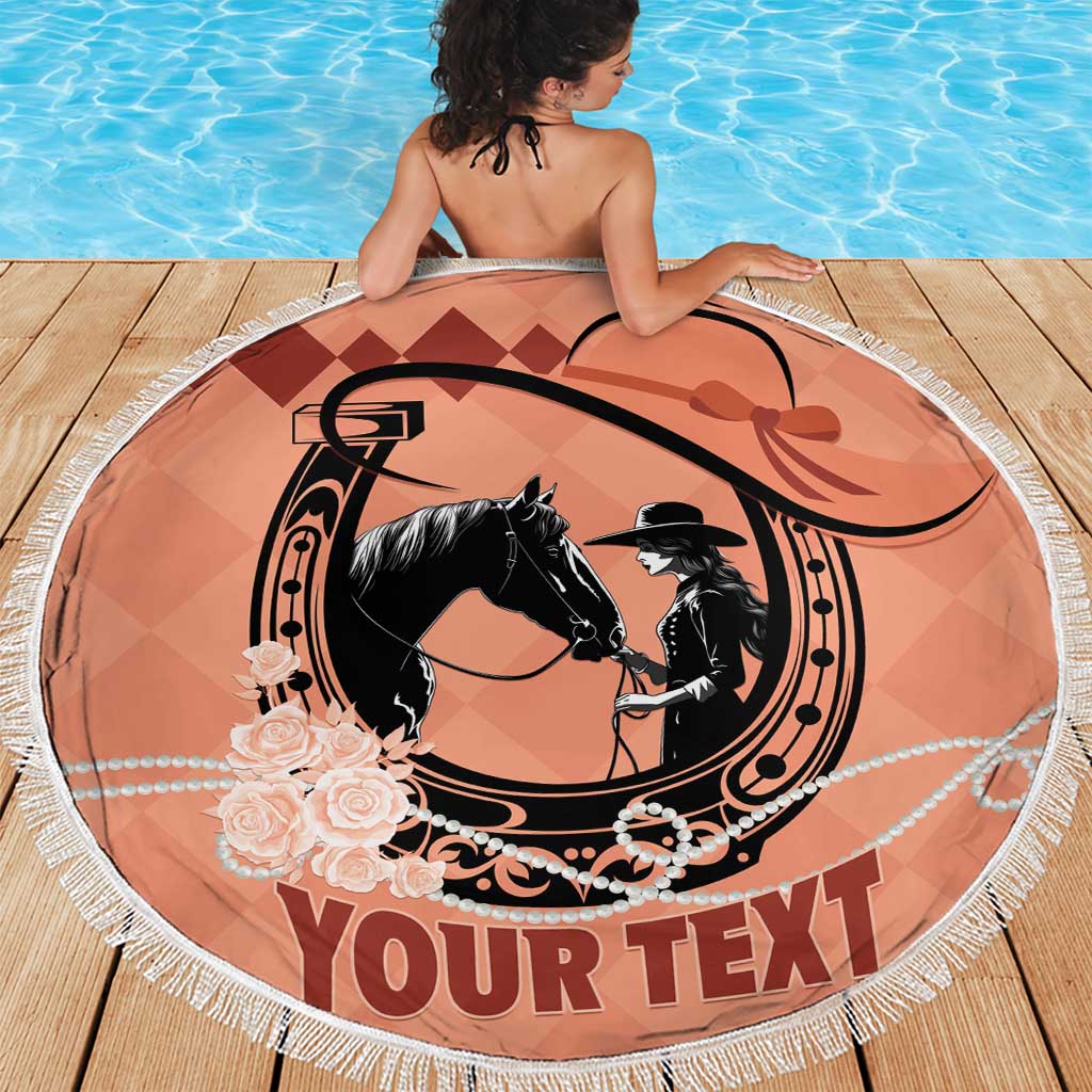 Personalized Kentucky Horse Racing Beach Blanket Beauty and The Horse Orange Version LT01