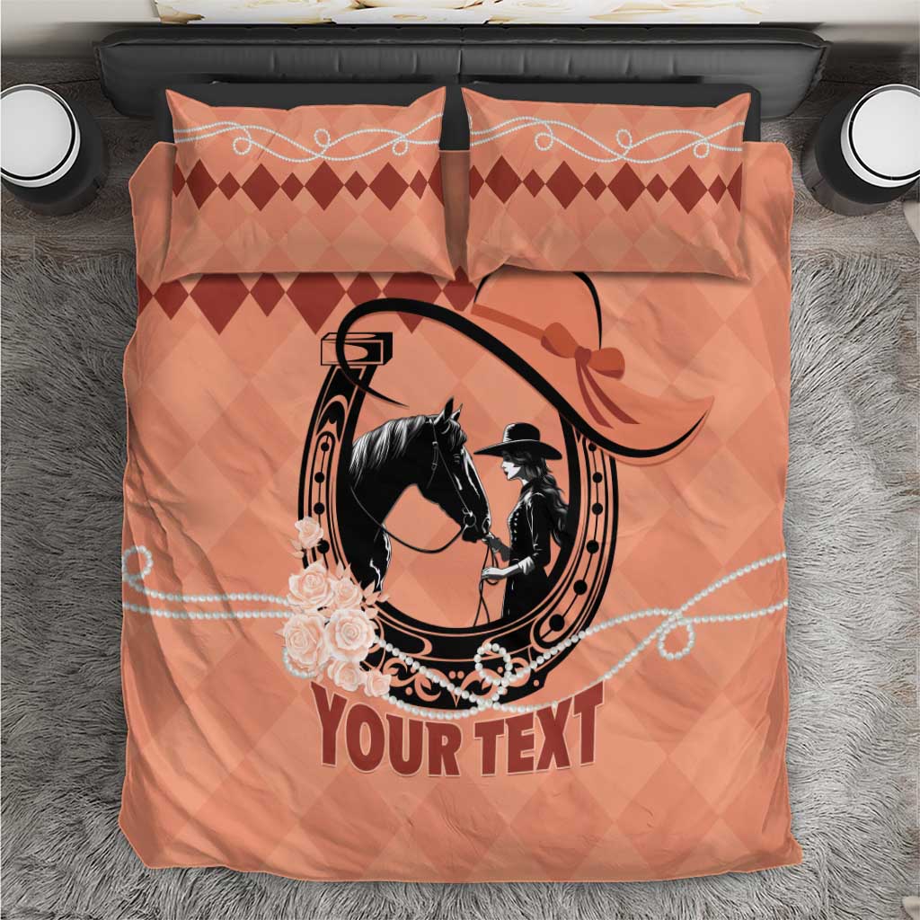 Personalized Kentucky Horse Racing 2024 Bedding Set Beauty and The Horse Orange Version