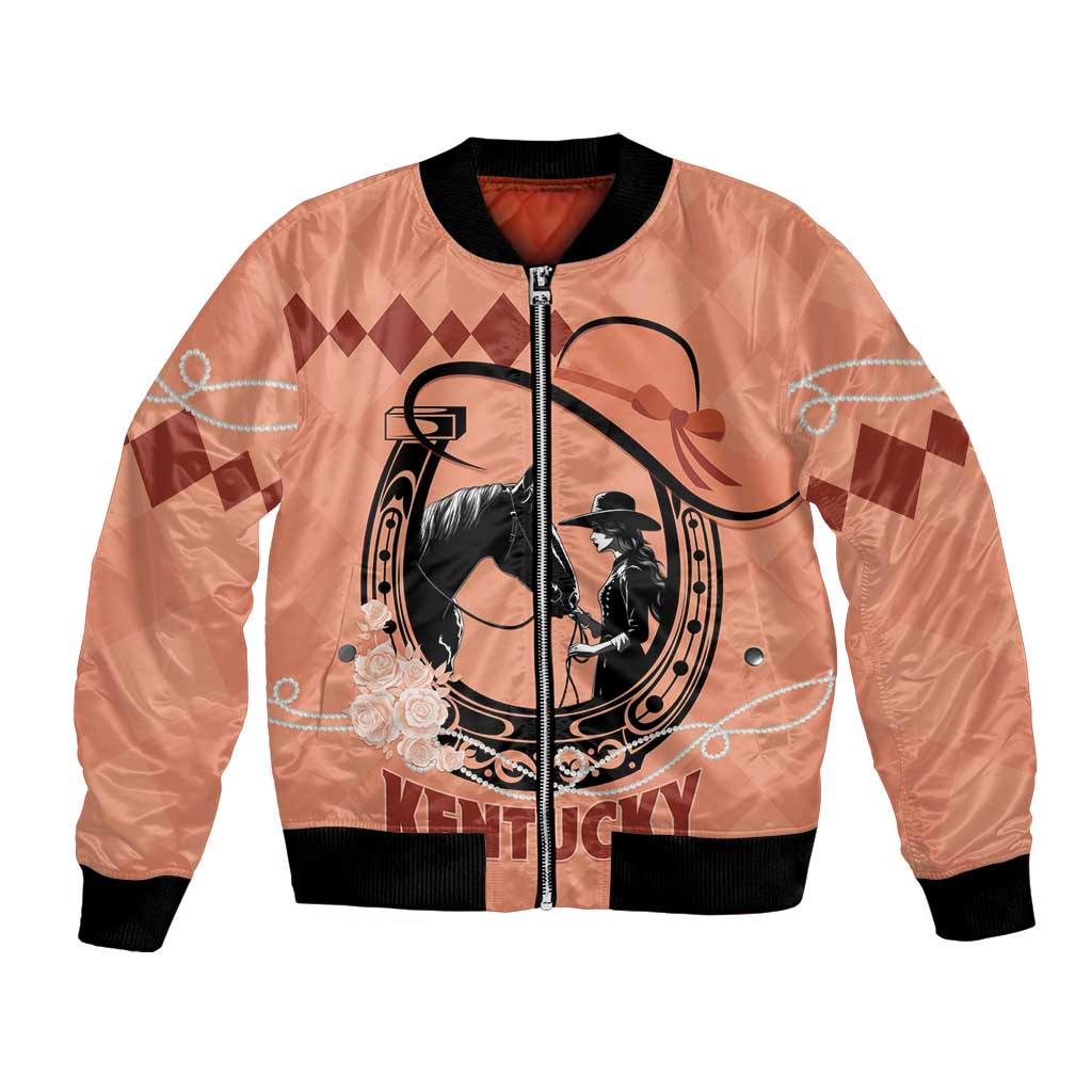Personalized Kentucky Horse Racing Bomber Jacket Beauty and The Horse Orange Version LT01