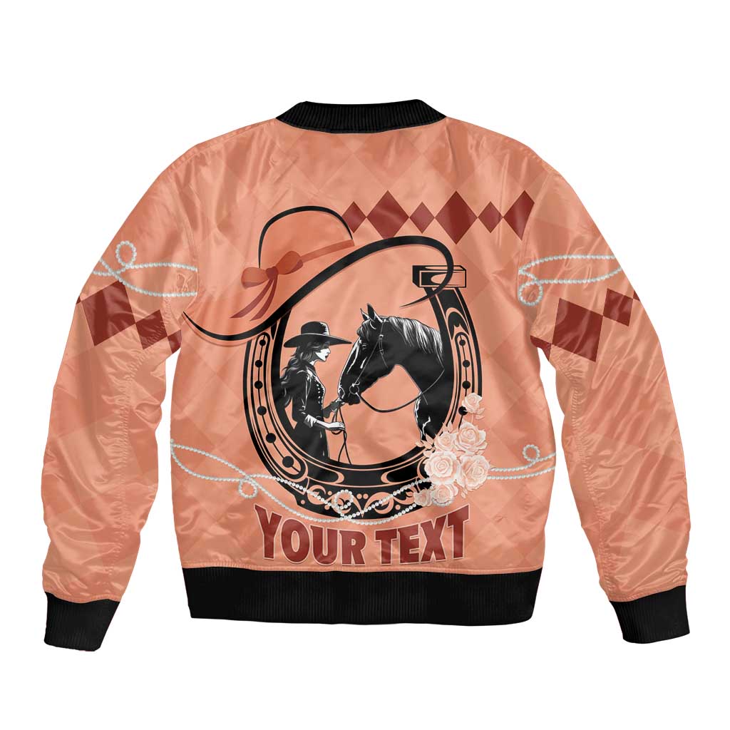 Personalized Kentucky Horse Racing Bomber Jacket Beauty and The Horse Orange Version LT01