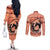 Personalized Kentucky Horse Racing Couples Matching Off The Shoulder Long Sleeve Dress and Long Sleeve Button Shirt Beauty and The Horse Orange Version LT01