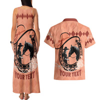 Personalized Kentucky Horse Racing Couples Matching Tank Maxi Dress and Hawaiian Shirt Beauty and The Horse Orange Version LT01
