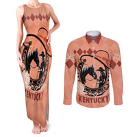 Personalized Kentucky Horse Racing Couples Matching Tank Maxi Dress and Long Sleeve Button Shirt Beauty and The Horse Orange Version LT01