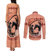Personalized Kentucky Horse Racing Couples Matching Tank Maxi Dress and Long Sleeve Button Shirt Beauty and The Horse Orange Version LT01
