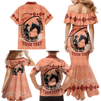 Personalized Kentucky Horse Racing Family Matching Mermaid Dress and Hawaiian Shirt Beauty and The Horse Orange Version LT01