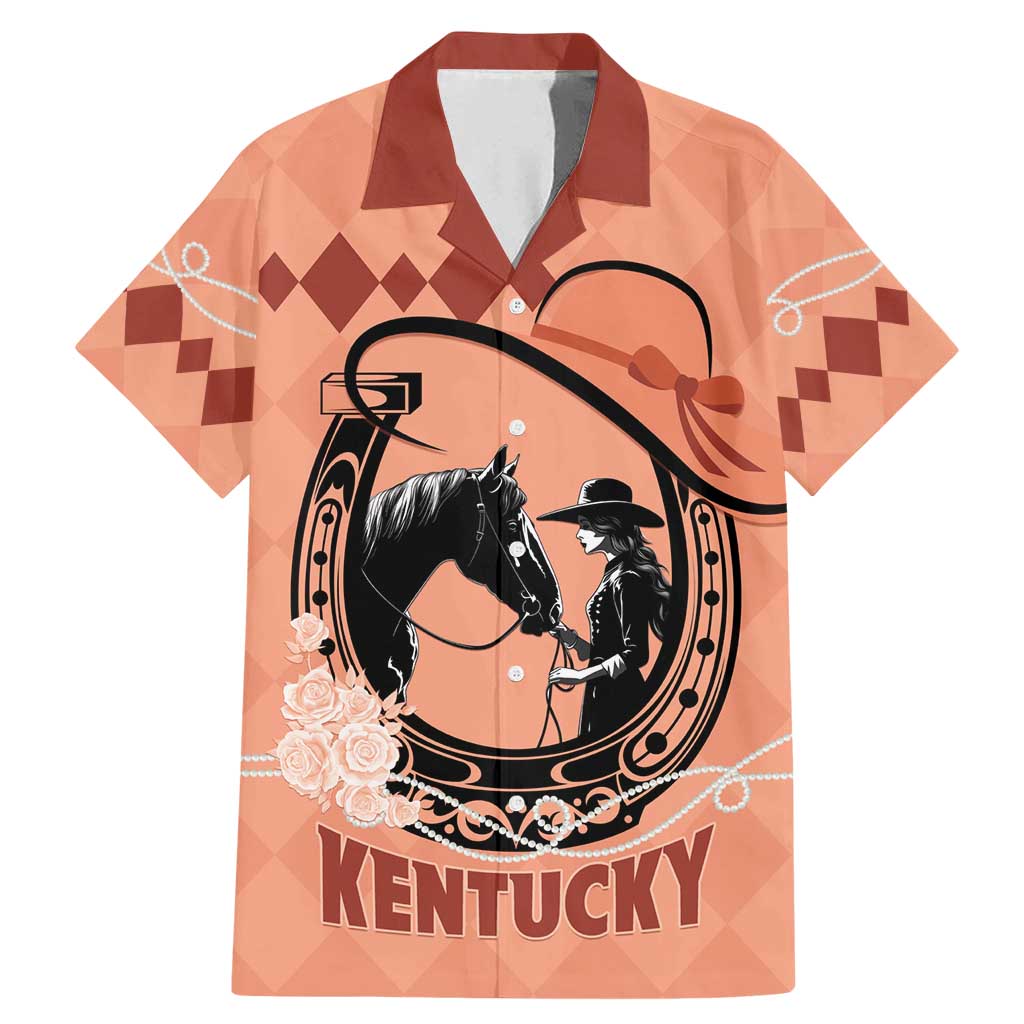 Personalized Kentucky Horse Racing Family Matching Mermaid Dress and Hawaiian Shirt Beauty and The Horse Orange Version LT01