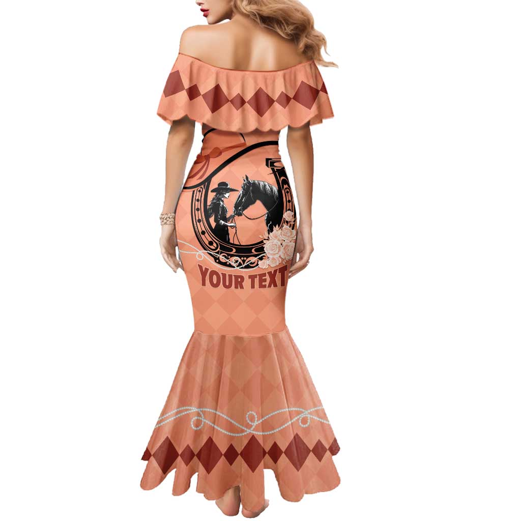 Personalized Kentucky Horse Racing Family Matching Mermaid Dress and Hawaiian Shirt Beauty and The Horse Orange Version LT01