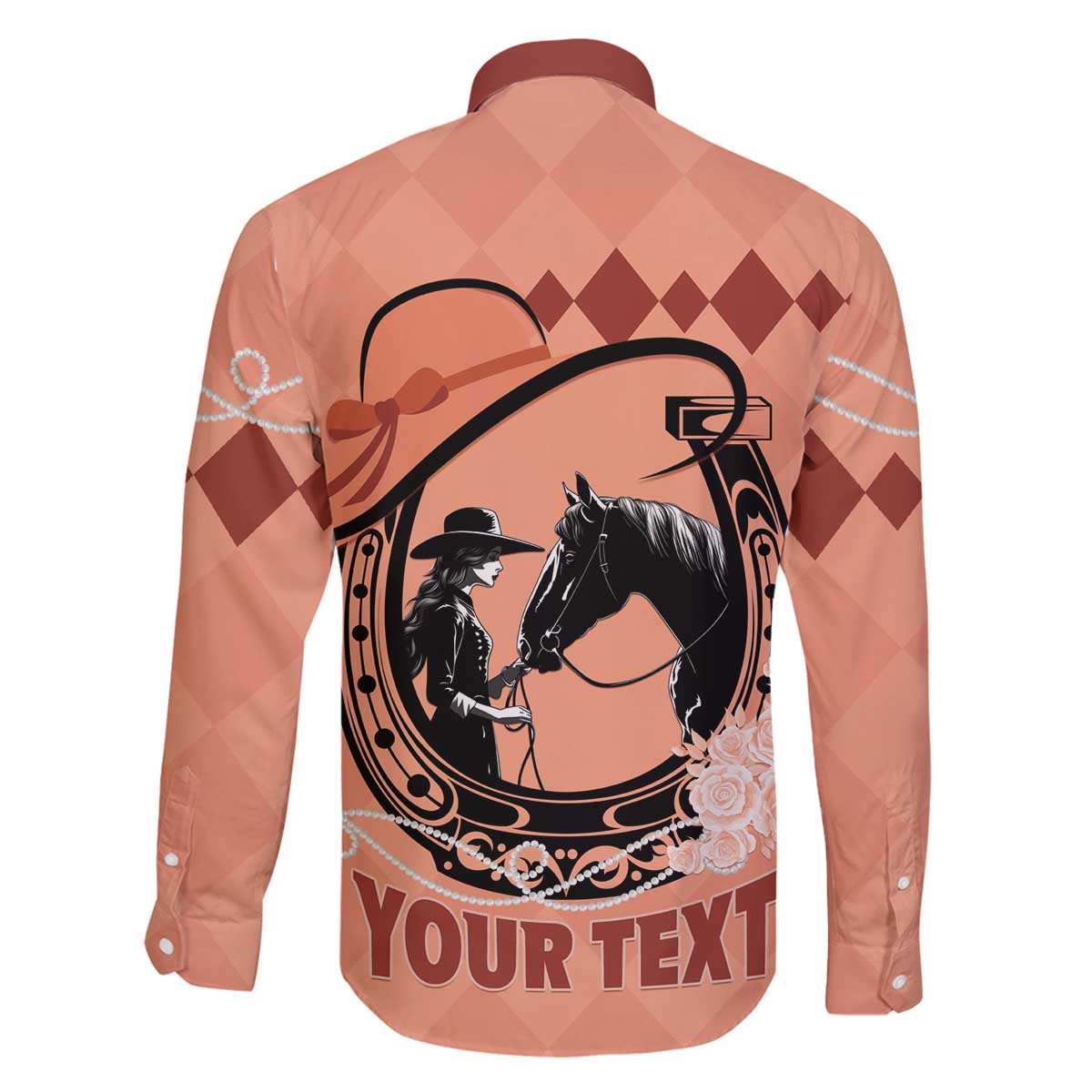 Personalized Kentucky Horse Racing Family Matching Off The Shoulder Long Sleeve Dress and Hawaiian Shirt Beauty and The Horse Orange Version LT01